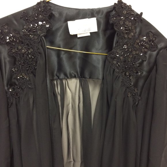 😍Vintage! Black Sheer Lingerie Jacket and Matching Pants Size Small - Picture 8 of 16